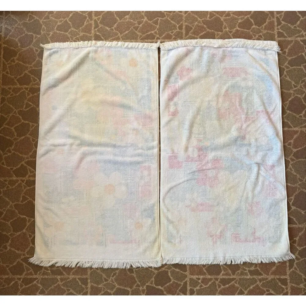 Vintage Rare Cannon Towel Set of 2 1970s Great Day Flower Power